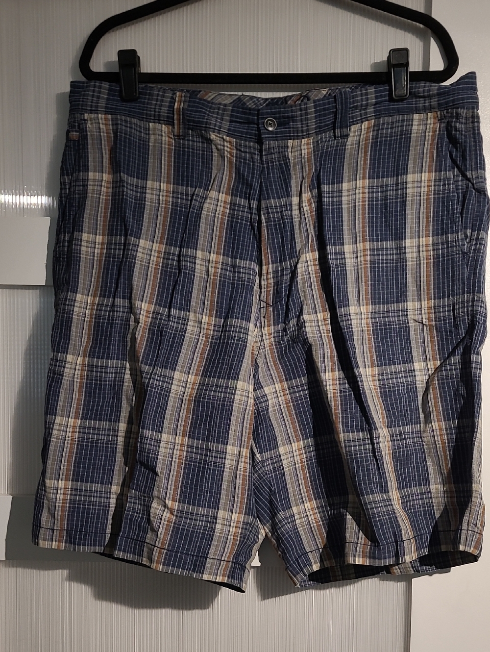 Tommy Bahama Plaid Cotton Shorts in Blue, Tan and Cream
